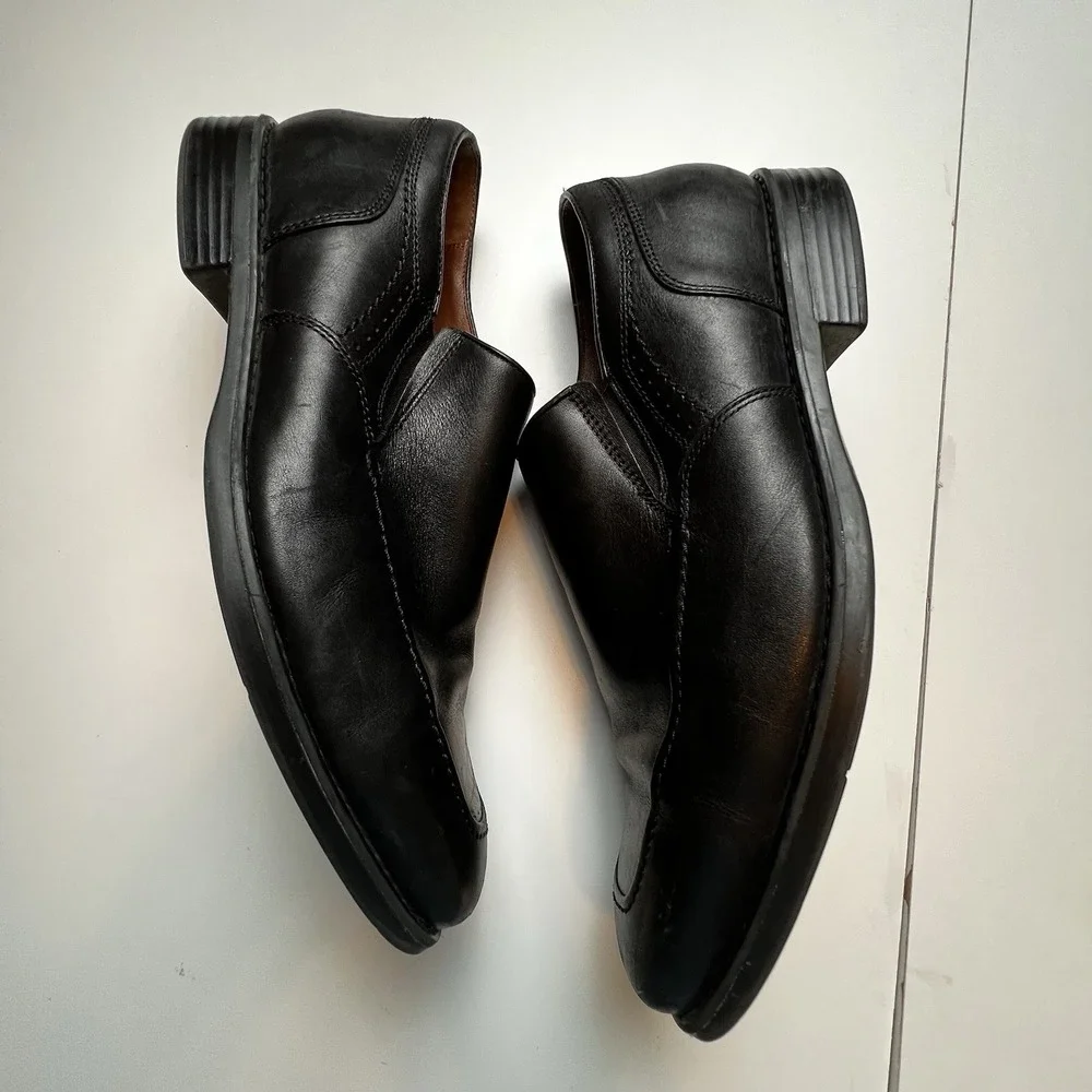 JOHNSTON & MURPHY XC4 BLACK SHEEPSKIN SLIP-ON LOAFERS SZ 10.5 M WATERPROOF
